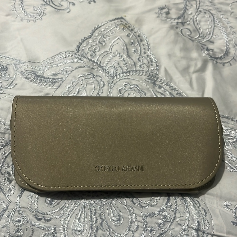 Giorgio Armani tan leather aviator / sunglasses case
